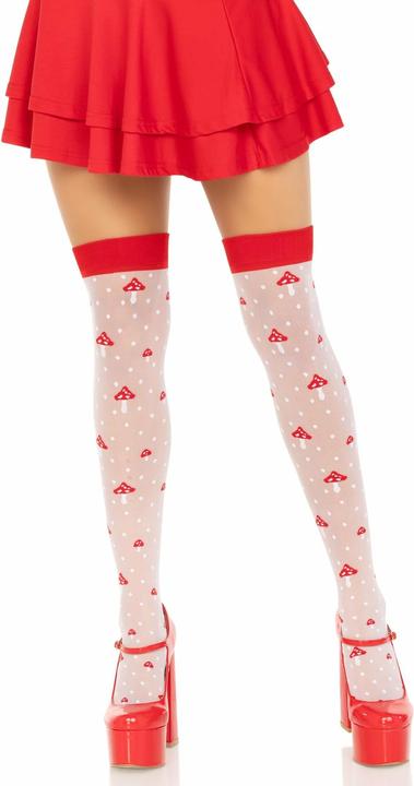 Actual product image Leg Avenue Mushroom High Socks Red/White (One size)