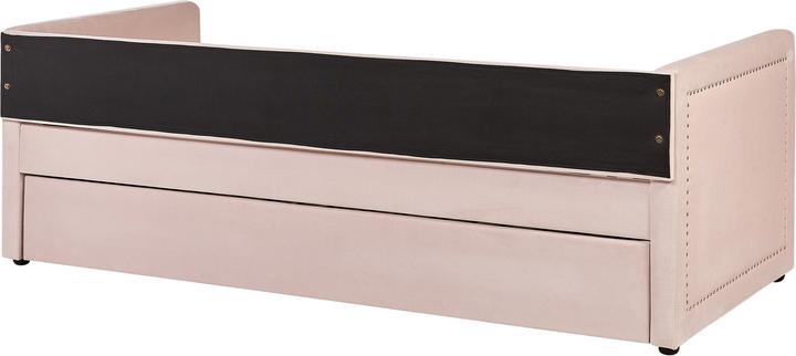 Actual product image Beliani Daybed pull-out corduroy pastel pink slatted frame 90 x 200 cm MIMIZAN (90 x 200 cm)
