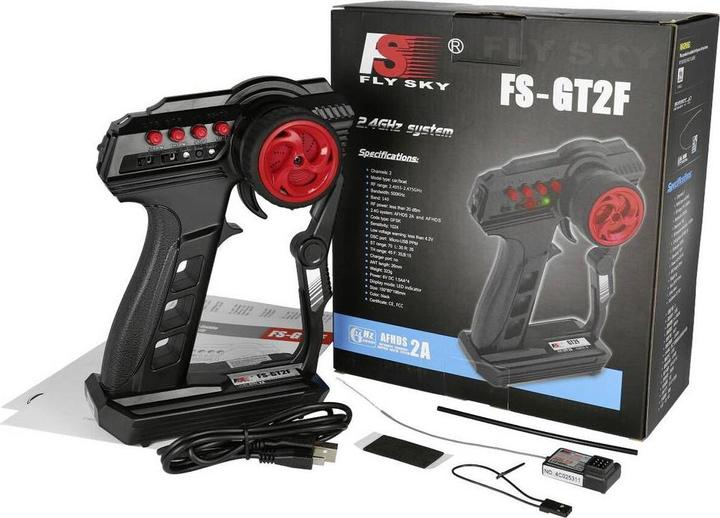 Image du produit Fly Sky FlySky FS-GT2F Télécommande à poignée pistolet 2,4 GHz Nombre de canaux : 2 Récepteur incl.