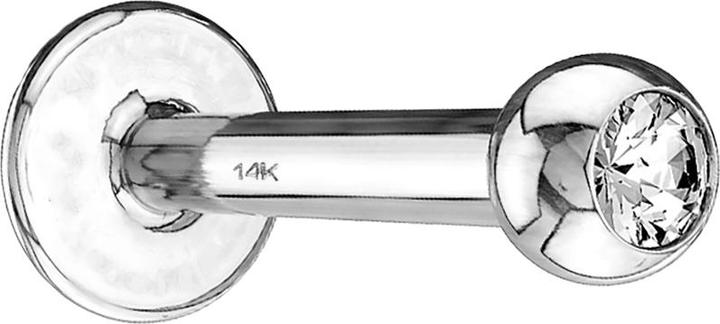 Star Piercing Micro Labret 14k weissgold mit Kugel und Kristall silber (ohne Messing, 14k Gold)