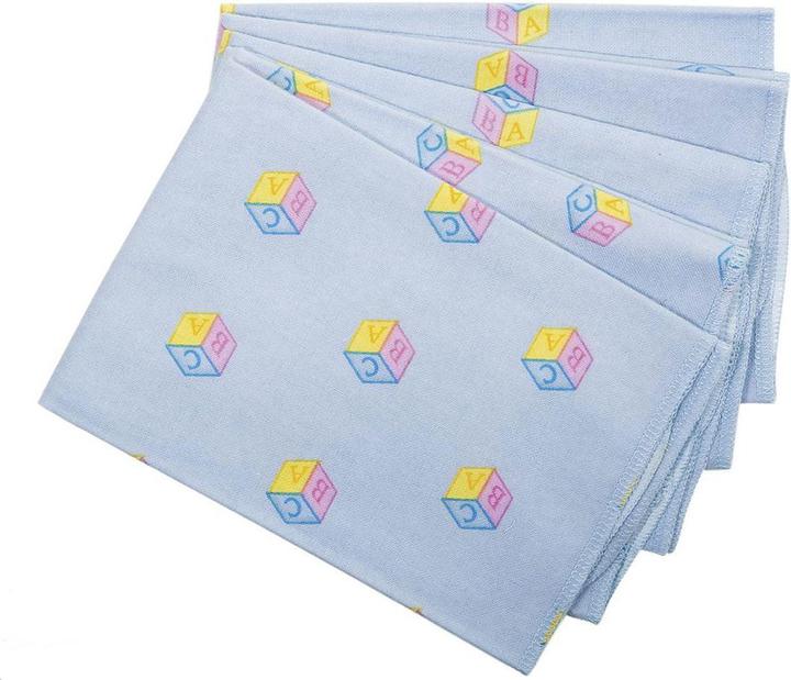 Produktbild Baby Plus Babyplus Moltontuch 5er Pack 37x37 ABC blau (37 cm, 37 cm)