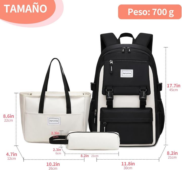Image du produit Aamytike Set de 3 sacs à dos scolaires (27.60 l)