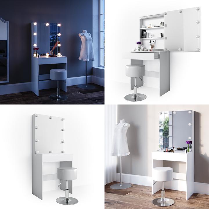 Actual product image Vicco Melle with stool and lighting (68 x 42 x 155 cm)