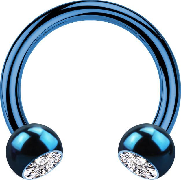 Produktbild Star Piercing Circular Barbell dunkelblau mit zwei Kugeln Kristall silber (Titan G23, ohne Messing)