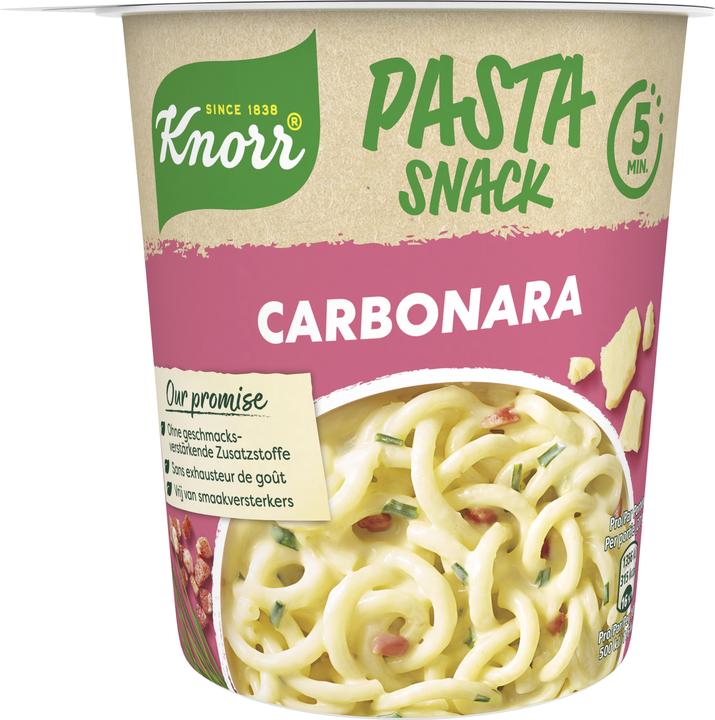Image du produit Knorr Pasta snack Carbonara gobelet, pâtes avec sauce crémeuse & bacon, prêt en 5 minutes (88 g)