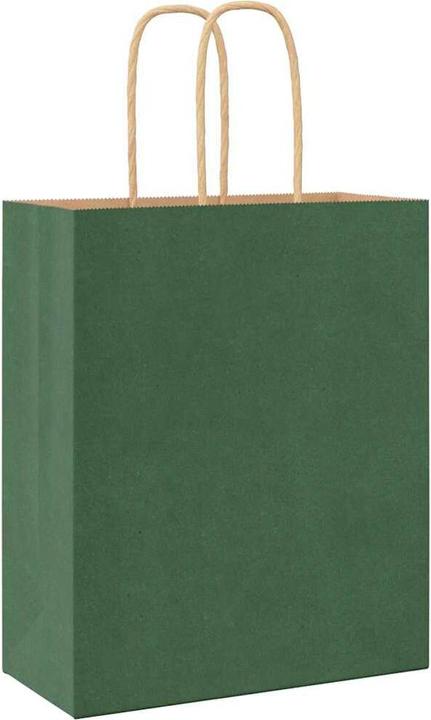 Produktbild VidaXL Kraftpapiertüten 250 Stk. mit Henkel Grün 18x8x22 cm Papiertüte (Geschenktüte, 250 x)
