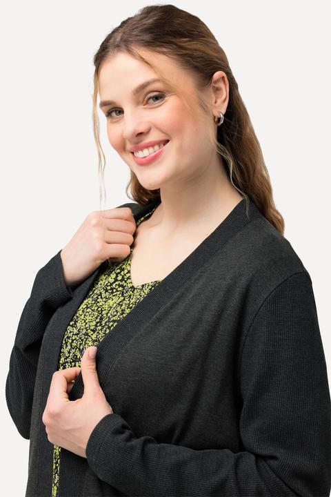 Produktbild Ulla Popken Sweatjacke, Waffelstruktur, offene Form, Langarm (50, 52)