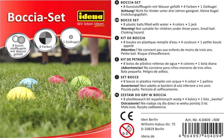 Produktbild Idena Boccia 8 Kugeln Kunststoff (8 x)