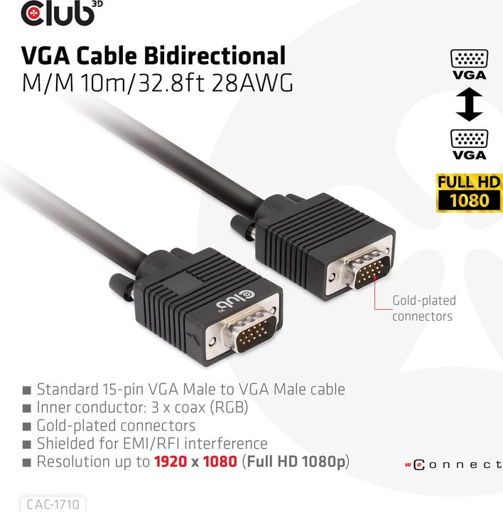 Actual product image Club 3D Club3D Cable VGA > VGA St/St (10 m, VGA)