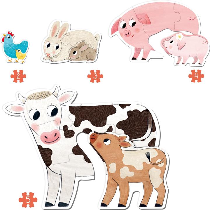 Actual product image Goula Puzzle animal mothers with babies (14 pieces)