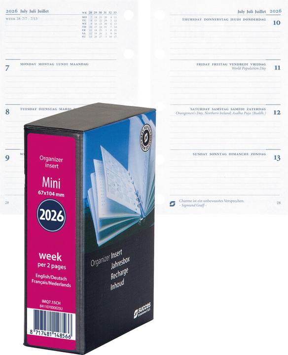 Produktbild Succes Mini Jahresinhalt komplett Januar - Dezember (6.7 x 10.5 cm, Deutsch, Englisch, Italienisch, Französisch)