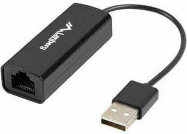 Actual product image Lanberg NC-0100-01 Cable Interface / Gender Adapter USB-A RJ-45 Black (USB, RJ45 (2x))