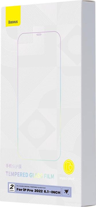 Image du produit Baseus Tout-verre Crystal Tempered Glass EasyStick Film iP14 (Pack de 2) (2 pièce(s), Apple iPhone 14 Pro)