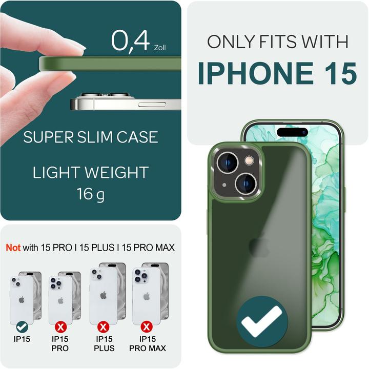 Immagine prodotto Nalia Manica ibrida opaca trasparente smerigliata (Apple iPhone 15)