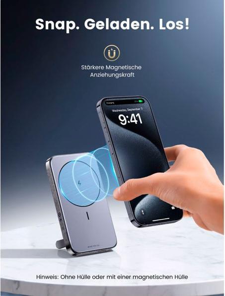 Productafbeelding Ugreen UGREEN10000mAhMagnetischeDraadlozePowerBank(SpaceGray) 15086 (10000 mAh, 20 W, 37 Wh)