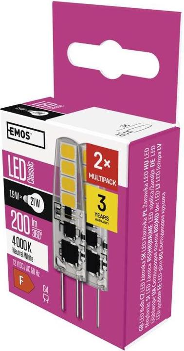 Image du produit Emos Lampe LED Classic (G4, 1.90 W, 200 lm, 2 x, F)