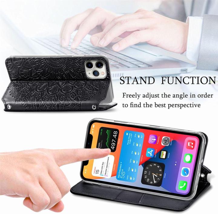 Produktbild König Design Hülle Handy Schutz für Apple iPhone 11 Pro Case Flip Cover Tasche Etuis Schwarz (Apple iPhone 11 Pro)