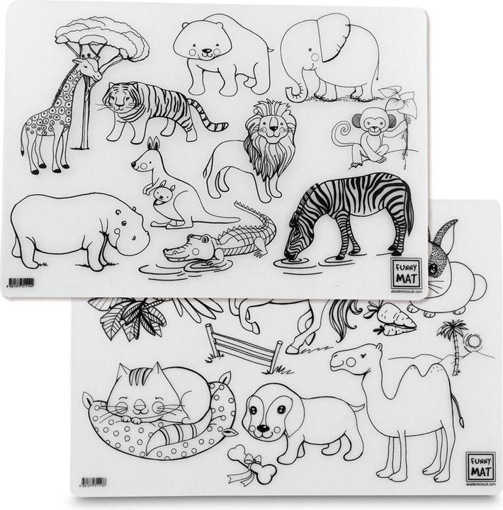 Actual product image Funny Mat Set of reusable colouring pages pets and wild animals, set of 2 (23 x 48 cm)