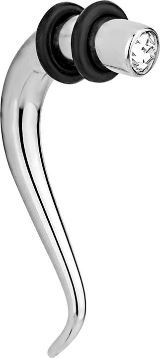 Star Piercing Taper Dehnspirale silber Doppelbogen mit Kristall silber (ohne Messing, Chirurgenstahl 316L)