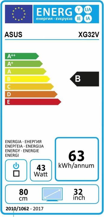 Energie-Label ASUS ROG Strix XG32VQ (2560 x 1440 Pixel, 31.50")