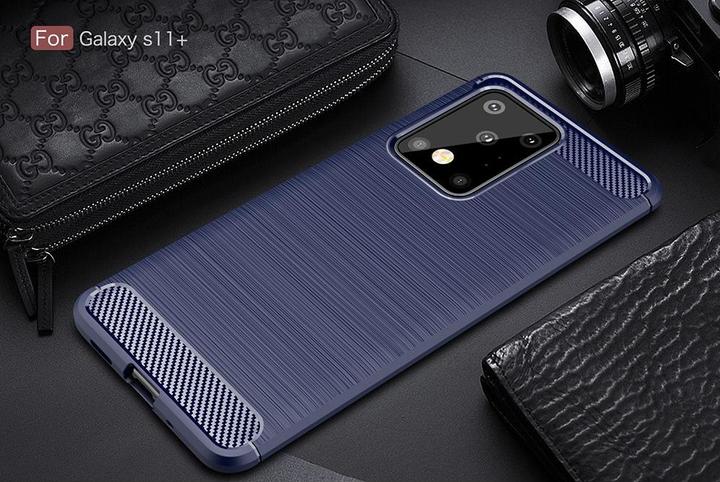 Produktbild Cover-Discount Galaxy S20 Ultra - Silikon Case Metall Carbon Look dunkelblau (Samsung Galaxy S20 Ultra)