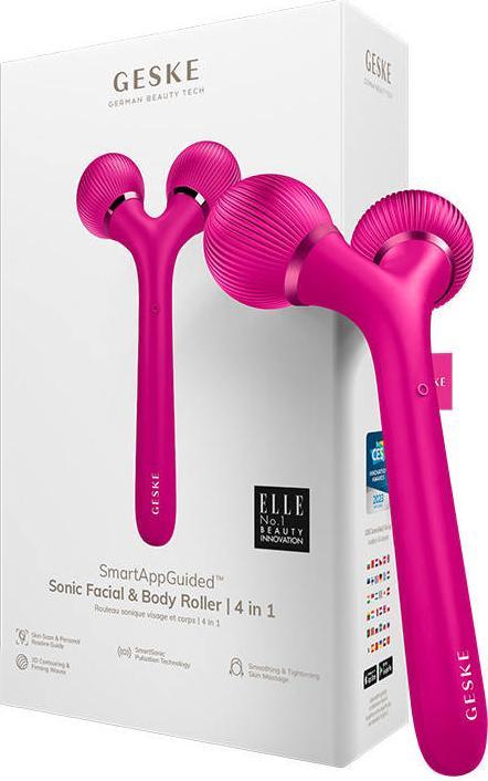 Actual product image Konjac Sponge Roller soniczy do twarzy i ciała 4w1 Geske z Aplikacją (magenta)