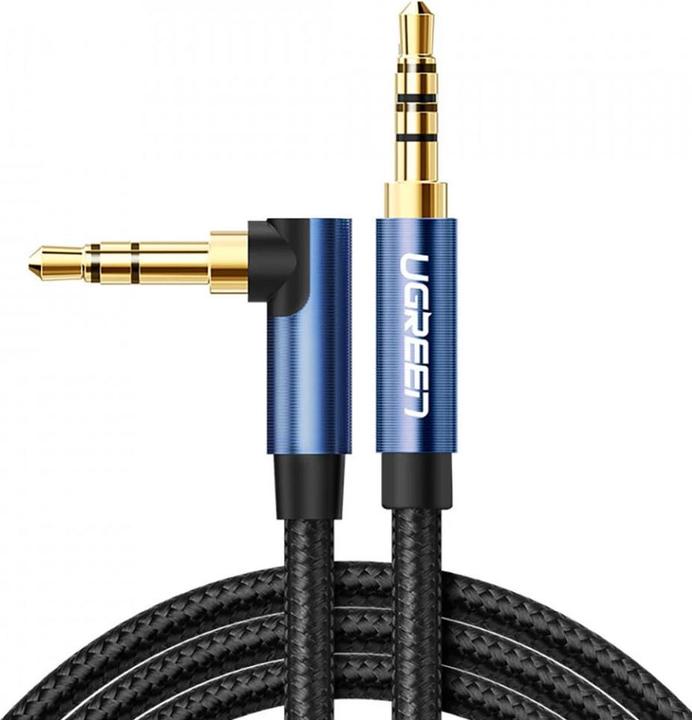 Ugreen angled AUX cable 2 x mini jack 3.5mm 1.5m blue (AV112) (1.50 m)