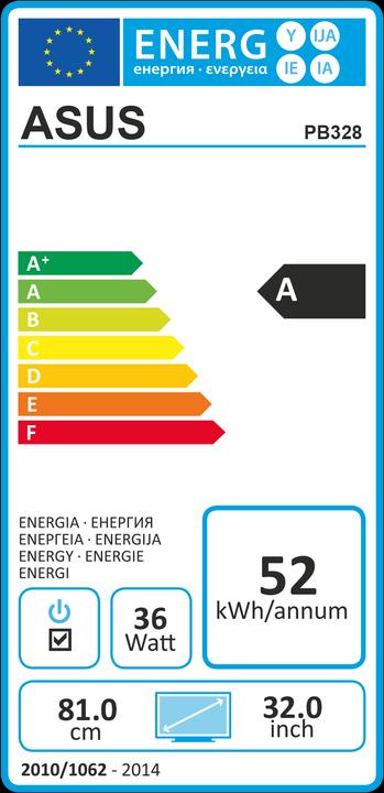 Energie-Label ASUS Pb328q (2560 x 1440 Pixel, 32")