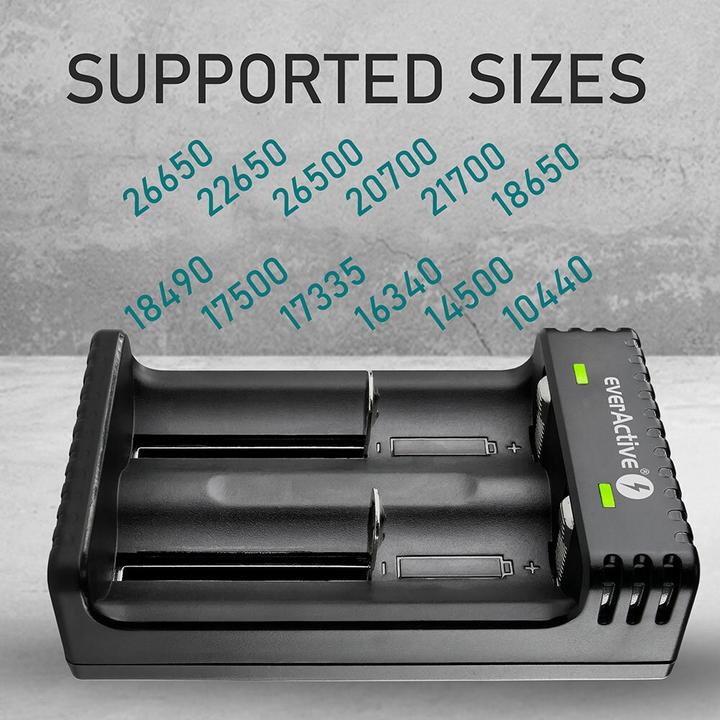 Immagine prodotto Everactive Batterieladegerät für Li-Ionen-Akkus LC-200 (1 pz., C, AAA, AA, AAAA, 2200 mAh, Caricabatterie senza batteria)