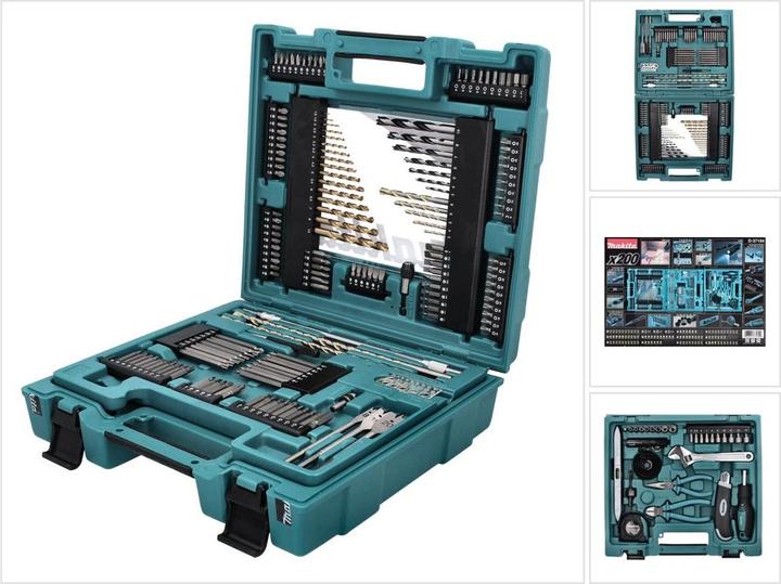 Makita Bits drill tool assortment 200 pcs. (1 mm, 1.5 mm, 2 mm, 2.5 mm, 3 mm, 3.2 mm, 3.5 mm, 4 mm, 4.5 mm, 5 mm, 5.5 mm, 6 mm, 6.5 mm, 7 mm, 8 mm, 10 mm)
