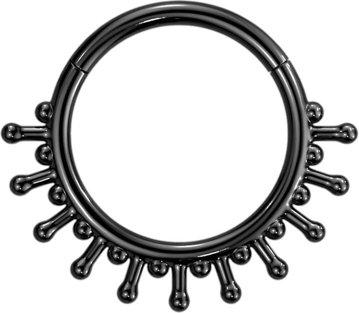 Immagine prodotto Star Piercing Anello a micro segmenti pieghevole nero con sfera a undici su asta (senza ottone, Acciaio chirurgico 316L)