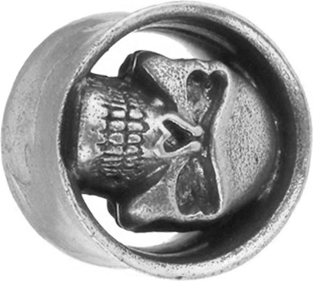 Produktbild Star Piercing Flared Tunnel silber Totenkopf (Messing)