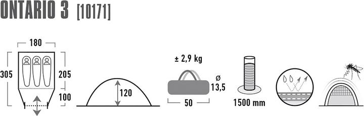 Produktbild High Peak Ontario 3 (Kuppelzelt, 2.90 kg, 3 Personen)