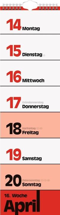 Label énergétique Calendrier à effeuiller modèle 702 13x45cm 1 semaine/page 2025 (Allemand)