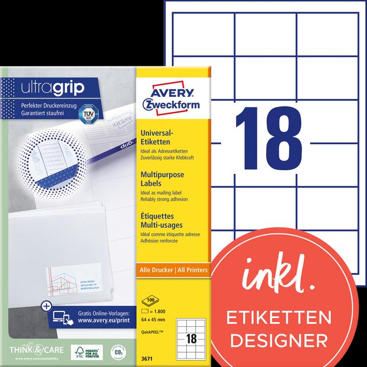 Actual product image Avery Universal labels