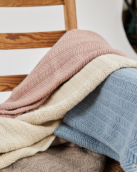 Actual product image Smallstuff - Baby blanket, fishbone, merino wool - Blue - 80x100 cm (70007-84) (80 x 100 cm)