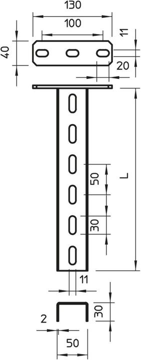 Produktbild OBO Bettermann obo-bettermann – Profil Anhänger mit Kopf 50 x 30 x 900 mm ST FT