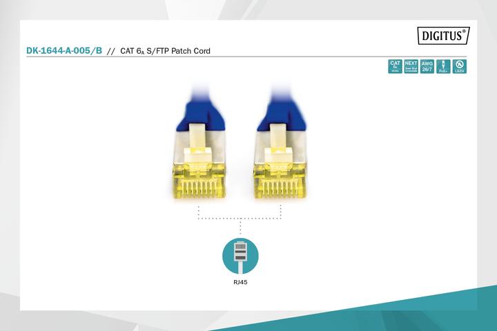 Immagine prodotto Digitus CAT6A S-FTP Patchk.,0,5m, blu (S/FTP, CAT6a, 0.50 m)