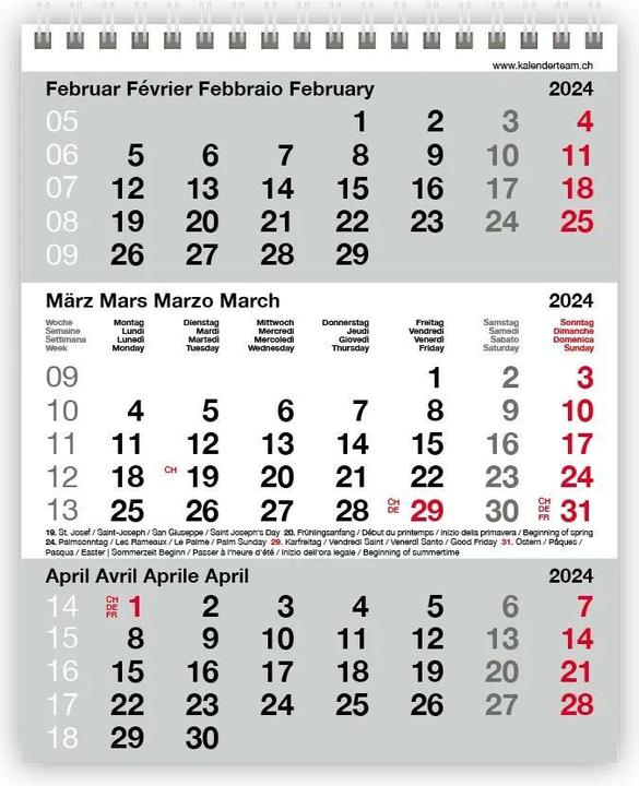 Produktbild 3-Monatskalender 2024 (12.5 x 15.5 cm)