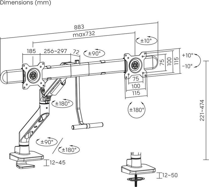 Actual product image myWall My Wall HL59L 1 piece Monitor desk mount 43.2 cm (17") - 81.3 cm (32") Weak (Table, 32.01")
