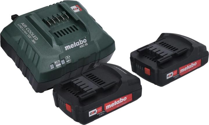Produktbild Metabo Basic Set 2x Li-Power Akkupack 18 V 2,0 Ah CAS Li-Ion Akku ( 2x 625596000 ) + ASC 55 Ladeger (18 V)