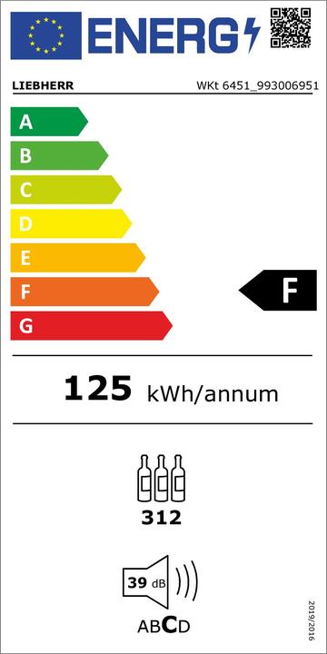 Energie-Label Liebherr WKt 6451-22 Freistehend Terrakotta 312 Flasche(n)