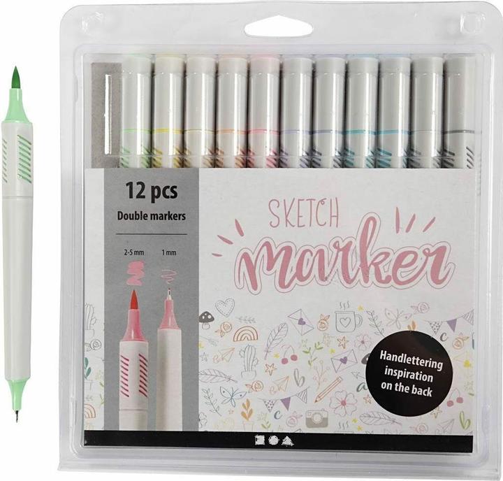 Actual product image Creativ Company Sketch Marker Fibre Pens (Multicoloured, 12 x)