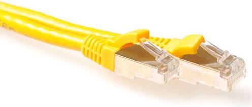 Actual product image Yellow 10 meter SFTP CAT6A patch cable snagless with RJ45 connectors. Cat6a s/ftp snagless yl 10.00m (S/FTP, CAT6a, 10 m)