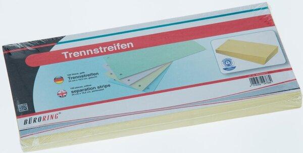 Produktbild Büroring Trennstreifen gelb, 10,5 x 24 cm, 190g/qm Karton, gelocht, 100 Stück