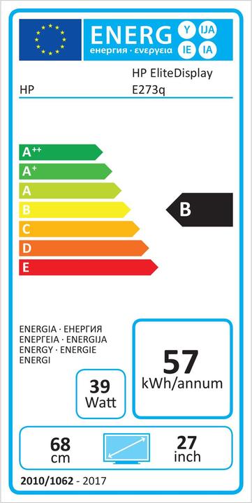Label énergétique HP EliteDisplay E273q (2560 x 1440 pixels, 27")