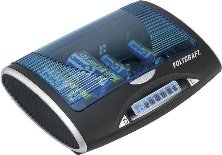 Produktbild Voltcraft Universal-Ladegerät P600-LCD mit USB (1 Stk., AA, AAA, 9V Block, C, D, Ladegerät ohne Akku)