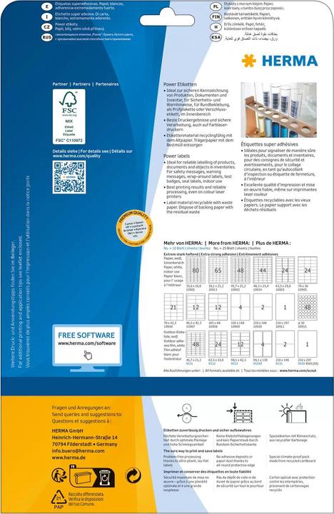 Produktbild HERMA Power Etiketten A4