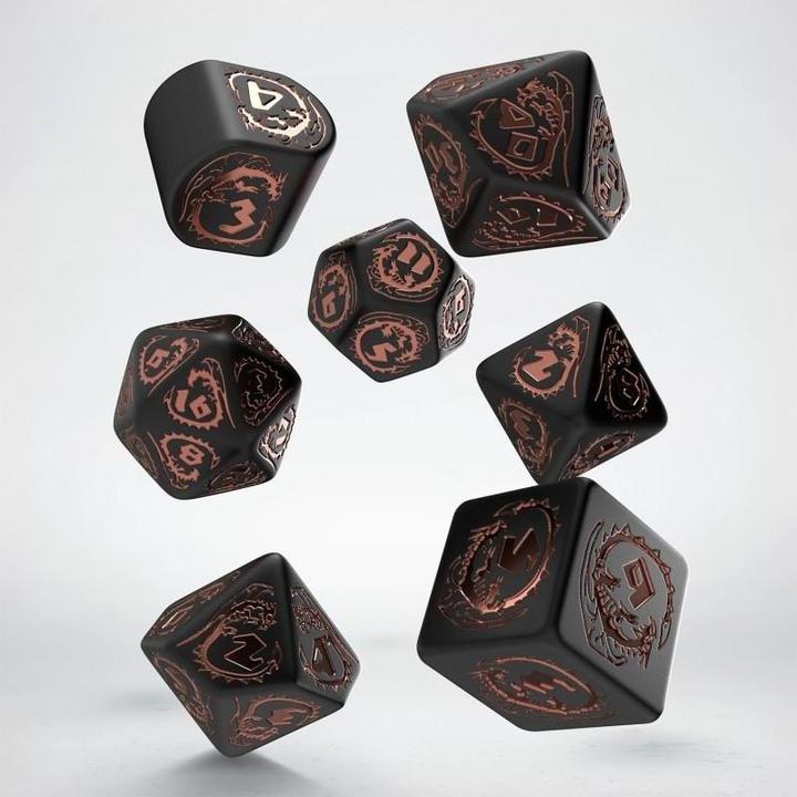 Q Workshop RDRA3X - Dragons Modern Dice Set: Obsidian