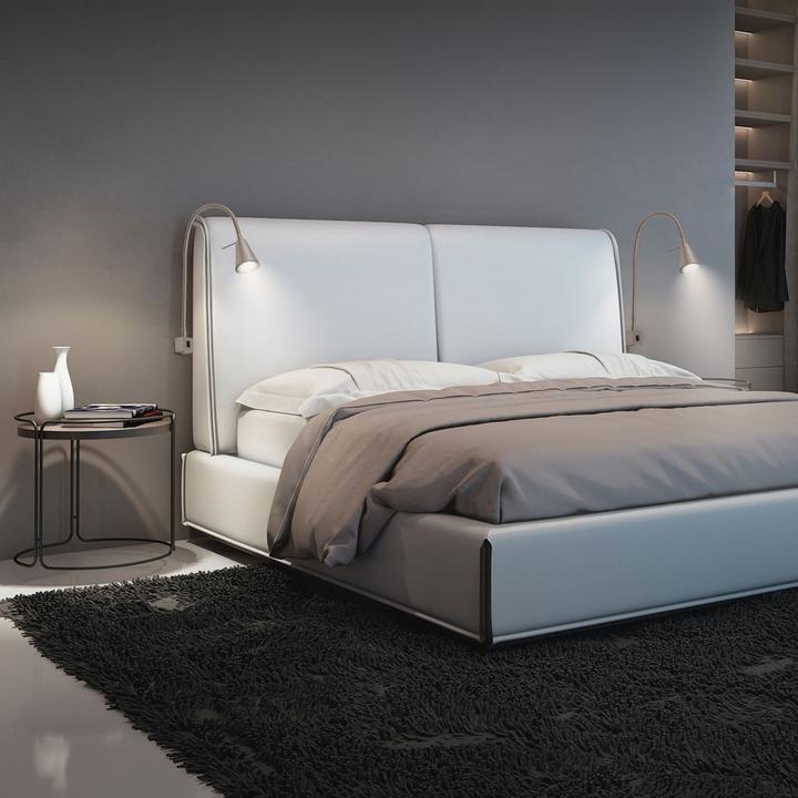 Produktbild Briloner 2er Set LED Bettleuchte Schlafzimmer Wohnzimmer Matt-Nickel